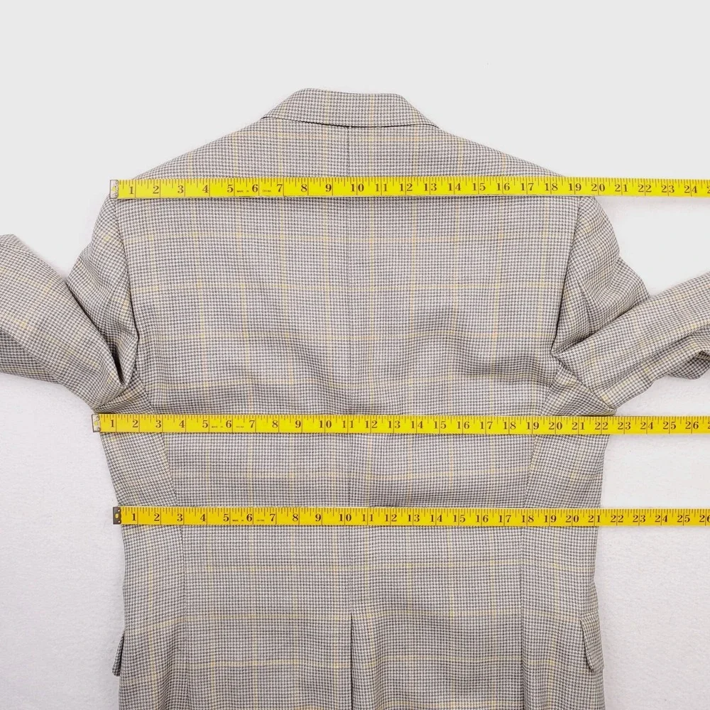 Corporate Image Blazer Mens 42L Black Yellow Houndstooth Windowpane Sport Coat‎